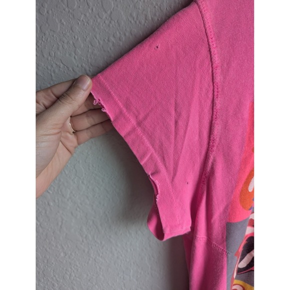 Madeworn tee size XS Rolling Stones '89 multi tongue hot pink‎ distressed RARE - Picture 5 of 9